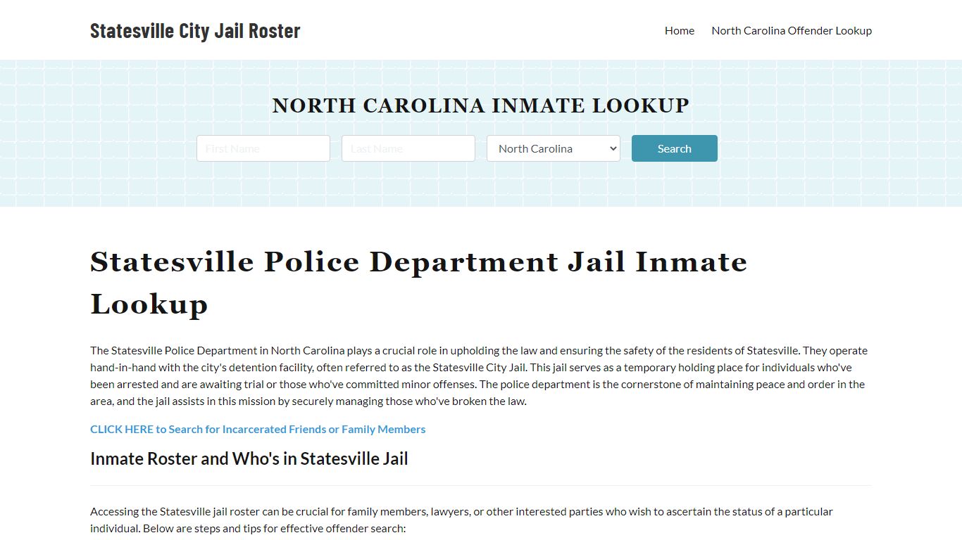 Statesville Police Department & City Jail, NC Inmate Roster, Arrests ...